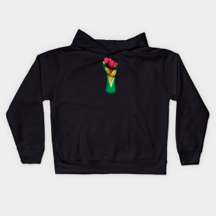 Flag of Guyana on a Raised Clenched Fist Kids Hoodie